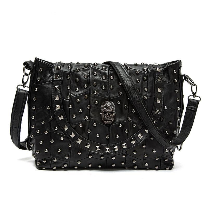 Hot Selling Women Purses And Handbags Luxury Designer Pinee Skull Rivet Genuine