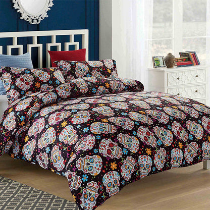 Skull Bedding Set Floral Duvet Cover Set Quilt Cover Bed Cover Pillow Cases Single Double Queen King