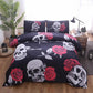 Black Skull Printed Duvet Cover Set 3Pcs Single Queen King Bedclothes Bed Linen Bedding Sets