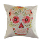 Flower Skull Mask Pillowcase Linen Cushion Cover Printed Throw Pillows