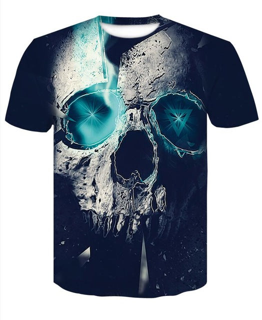 Skull T-shirt for men Newest Fashion Designed Tees Tops Punk Rock Style Man Quick Dry