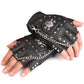Hip-hop skull gloves personality punk leather gloves chain mens fingerless rivet glove