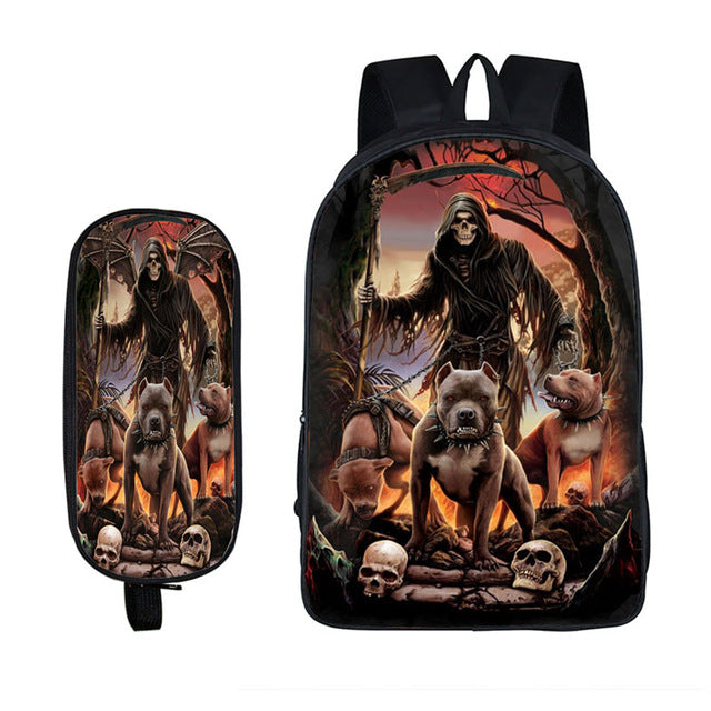 Rock Cold Skull Backpack Anime School Bag  Cartoon Backpacks Children Fashion