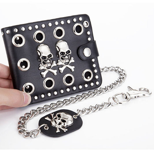 Hot Cheap New Designed Skull Purse For Men Boy Wallet With Chain