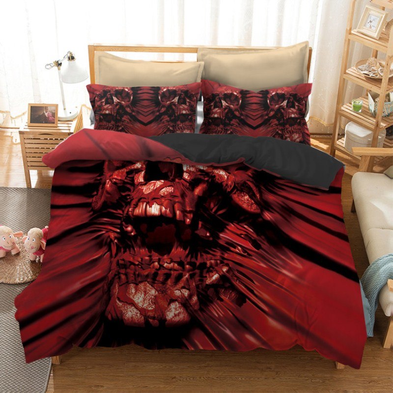 3pcs skull Bedding Set King size Bohemian skull Print Duvet Cover set with pillowcase AU Queen Bed best gift bedline