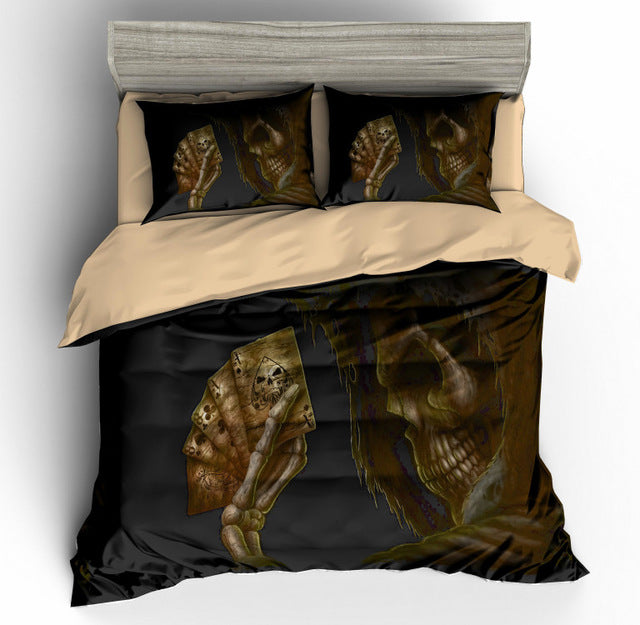 3pcs skull Bedding Set King size Bohemian skull Print Duvet Cover set with pillowcase AU Queen Bed best gift bedline