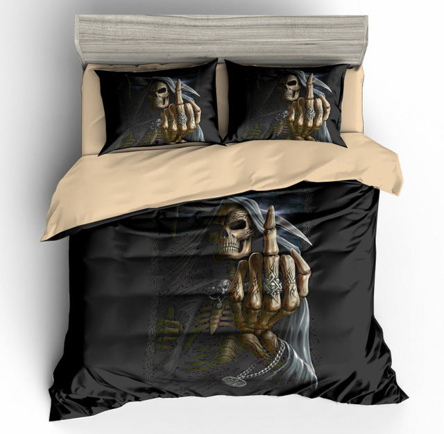 3pcs skull Bedding Set King size Bohemian skull Print Duvet Cover set with pillowcase AU Queen Bed best gift bedline