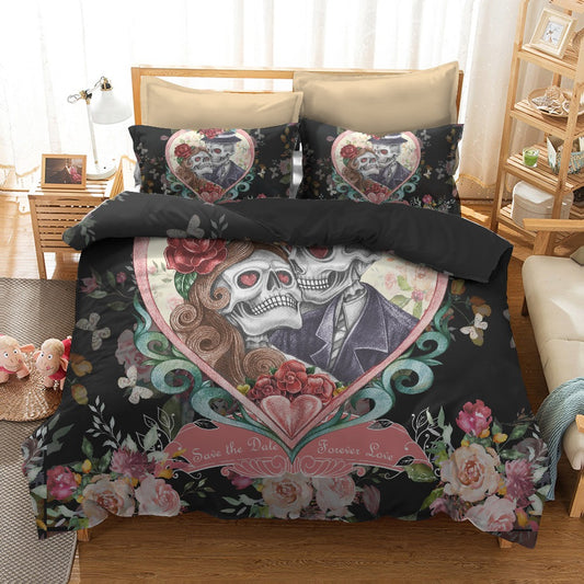 Sugar skull Black Bedding Set Pillowcases Duvet Cover Quilt Cover For Kids Queen King Sizes Bedspreads