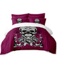 3Pcs Sugar Skull Bedding Set Rose Print Duvet Cover King Queen Bed Cover Girls Sweet Bedclothes Pillowcase Halloween Gift