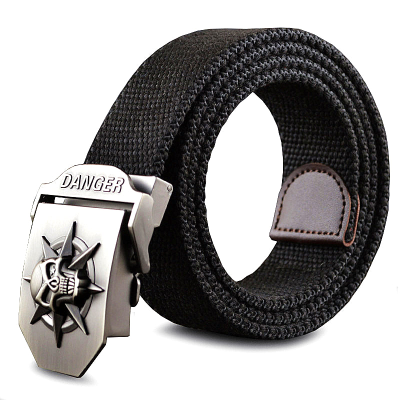 Canvas belt skull Metal tactics woven belt canvas belt Casual pants Cool