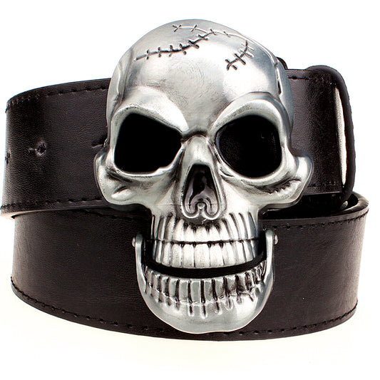 Big skull belt metal buckle skull belts Skeleton men punk rock belt performance hip hop girdle