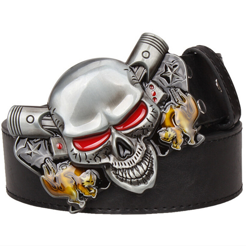 Wild exaggerated style belt Joker Poker metal buckle belts demon clown skull