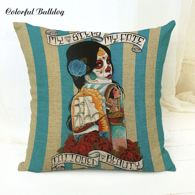 The Dead Sugar Skull Cushion Cover Gamer Chair 45*45Cm