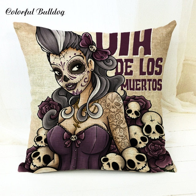 The Dead Sugar Skull Cushion Cover Gamer Chair 45*45Cm