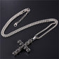 punk skull skeleton cross necklace for men retro design Biker jewelry with chain