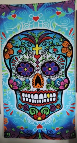Day of the Dead Large Skull Sugar Skull Oversized Towel Wall Hanging Yoga Mat