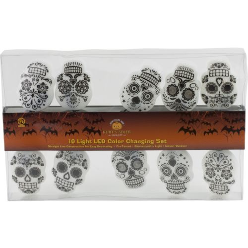 Sugar Skull Color Changing Halloween 10 Light Set Strand Kurt Adler