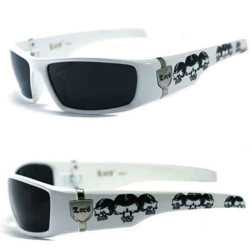 Discounted Mens Cholo Biker UV400 Sunglasses - White