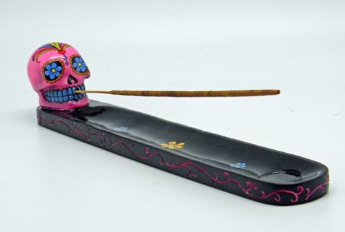 Pink Day of the Dead Sugar Skull Mexican Dia De Los Muertos Incense Burner