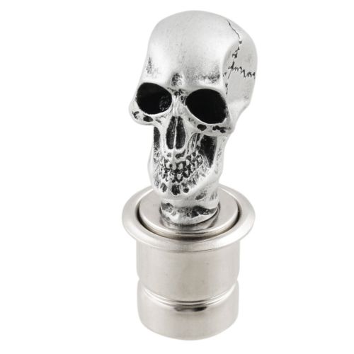 Car Silver Tone Skull Head Design Cigarette Lighter Plug DC 12V L8S6