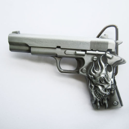Skull Tattoo Hand Gun Metal Fashion Belt Buckle