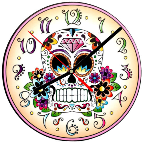 8" WALL CLOCK Sugar Skull 19 Dia de los Muertos Day of the Dead Halloween Tattoo