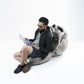 Inflatable Skull Chair, Movable Jaw Knitted Fabric Design