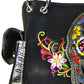 BLACK SUGAR SKULL WITH FLOWER BACKGROUND LOOK SHOULDER HANDBAG CONCEALED CARRY