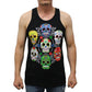 Colorful Sugar Skulls Graphic  Men's Tank Top Shirt Black