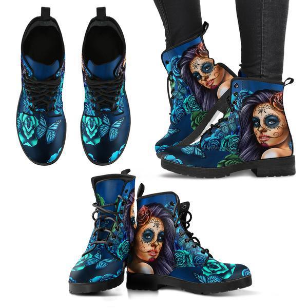 Sugar Skull Womens Boots | Day of the Dead Calavera | Comfortable Ladies Shoes