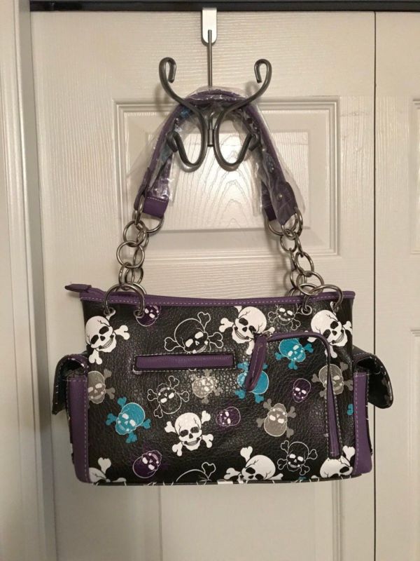 Cowgirl Trendy Western SPECIAL SUGAR SKULL Concealed Carry Handbag/Wallet PURPLE