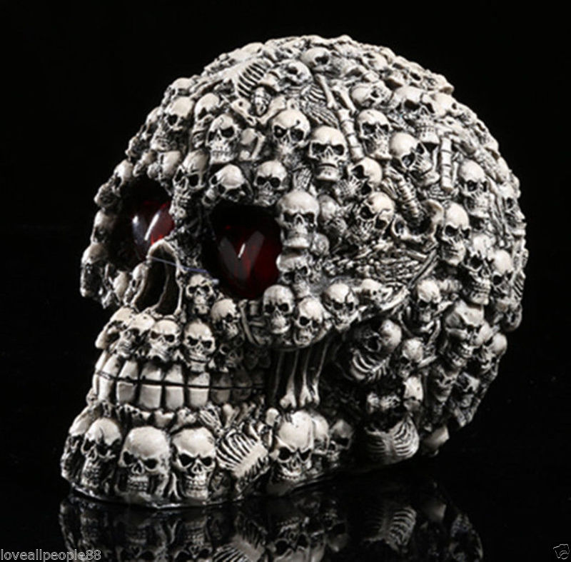 LED HOMOSAPIENS SKULL STATUE FIGURINE HUMAN SHAPED SKELETON HEAD HALLOWEEN DECOR