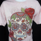 Medium Calavera Tattoo Sugar Skull Pink T Shirt Day of Dead Mountain Mens M - Pre-owned