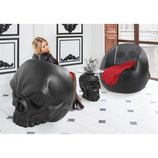 Design Toscano  Lost Souls Gothic Skull Sculptural Chair: Black