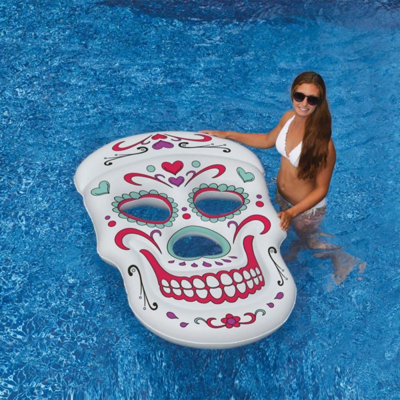 Swimline Giant Inflatable 62-Inch Sugar Skull Swimming Pool Island Raft