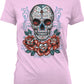 Sugar Skull and Roses - Day of the Dead Skull Art Juniors T-shirt