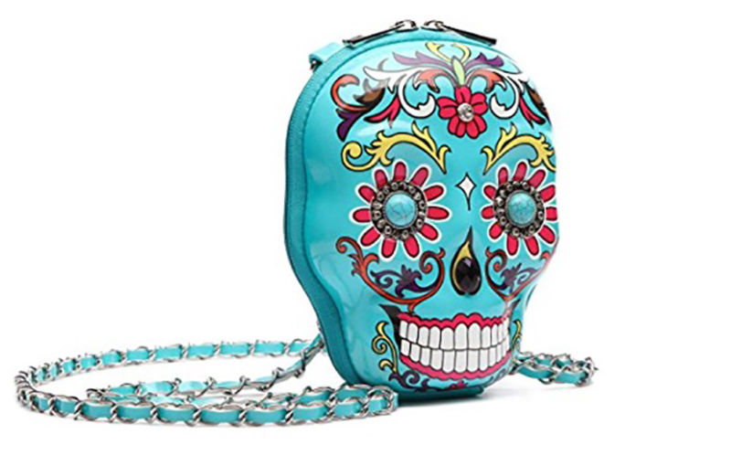 Cowgirl Trendy Sugar Skull Calavera Day of The Dead Crossbody Handbag Messenger