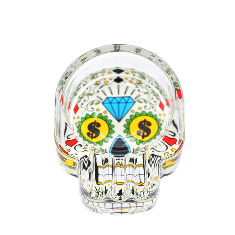 Handmade Sugar Skull Design Glass Ashtray