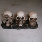 SEE HEAR SPEAK NO EVIL SKELETON SKULL FIGURINE STATUE HALLOWEEN HOME DECOR COOL