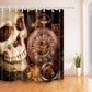 Skull and Old Clock Shower Curtain Home Bathroom Decor Fabric w/12 Hooks 71*71in