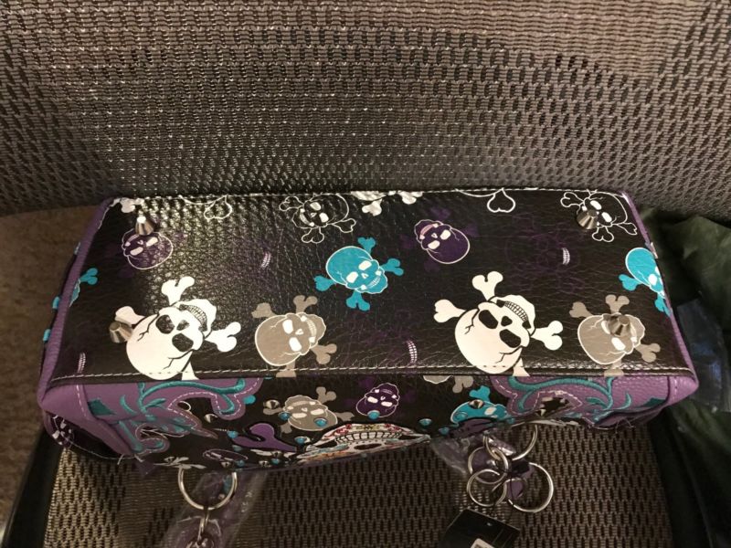 Cowgirl Trendy Western SPECIAL SUGAR SKULL Concealed Carry Handbag/Wallet PURPLE