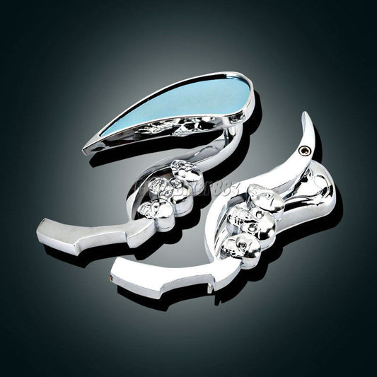 Chrome Skull Rearview Mirrors For Harley Sportster XL 1200 883 Street Glide