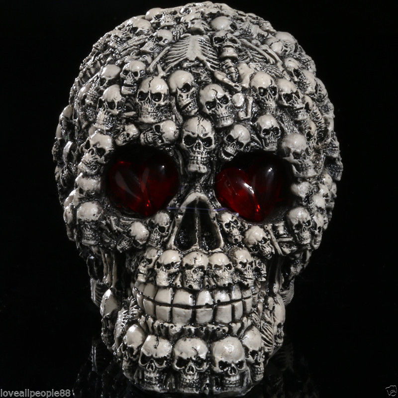 LED HOMOSAPIENS SKULL STATUE FIGURINE HUMAN SHAPED SKELETON HEAD HALLOWEEN DECOR