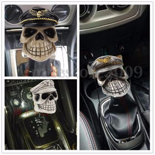Universal Skull Head Hat Car Truck Manual Stick Gear Shift Knob Shifter Lever