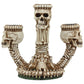 Gothic Trio Ossuary Skulls And Skeleton Bones Candelabra Candle Holder Decor