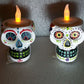 NEW! Set of 2 Sugar Skull - Day of the Dead Tea Light Candle Holders Halloween