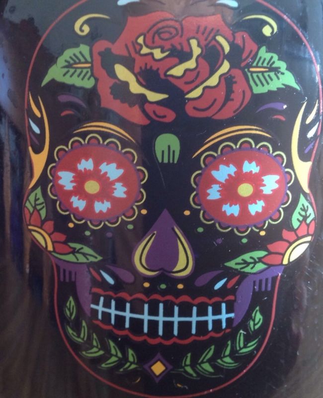 Sugar Skull Hanging Glass Lantern Candle Day Dead Roses Spooky Halloween Decor