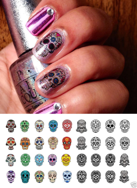 Halloween Sugar Skull Nail Art Waterslide Decals Set #4 - Day of the Dead!