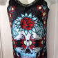 Women's Jawbreaker Sugar Skull Cami Top Skull Lace Back Black Day of the Dead