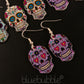 FUNKY MEXICAN SUGAR SKULL EARRINGS HALLOWEEN DAY OF THE DEAD EVIL GOTHIC KITSCH
